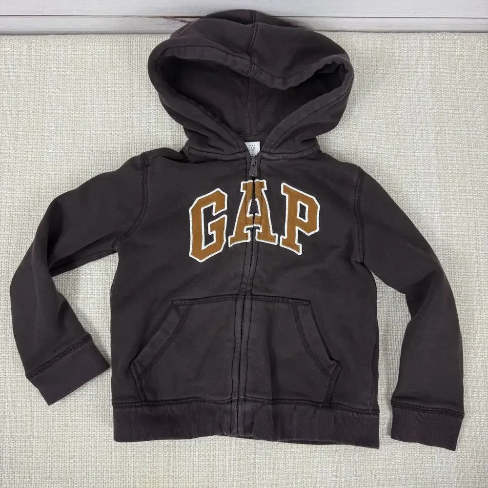 Baby Gap Logo Hoodie Zip Up‎ Brown Size 5 Years